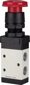 Riegler 3/2-Wegeventil, manuell »M3«, Pilztaster, Notrastung, NC, G 1/4