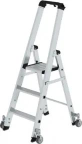 MUNK Aluminium-Stehleiter einseitig begehbar Rollen 1 x 3 Stufen