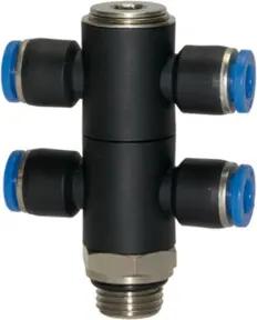 Riegler T-Mehrfachverteiler »Blaue Serie«, 4-fach drehbar, G 1/2 a. Ø12mm