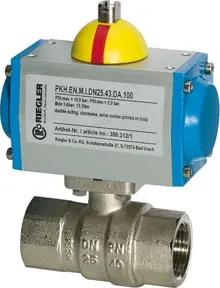 Riegler Messingkugelhahn pneumat. Stellantrieb federschließend, Rp 1 1/2