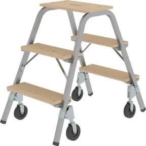 MUNK Stahl-Holz-Tritt Brems-Bockrollen 3 Stufen