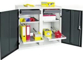 Stumpf Werkzeug- und Materialschrank 3000, RAL 7035/7016, 2 Schubladen, 4 Wannen