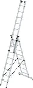 MUNK Aluminium-Mehrzweckleiter 3-teilig nivello®-Traverse 3 x 8 Sprossen