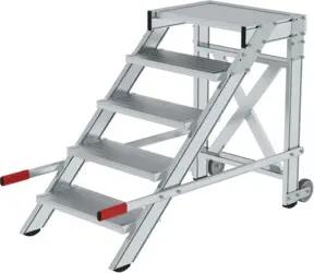 MUNK Aluminium-Arbeitspodest fahrbar Aluminium Stufenbreite 600 mm 5 Stufen