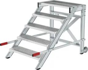 MUNK Aluminium-Arbeitspodest fahrbar Stufenbreite 800 mm 5 Stufen