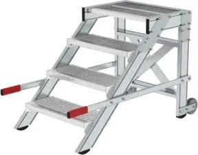 MUNK Aluminium-Arbeitspodest fahrbar Stufenbreite 600 mm 4 Stufen