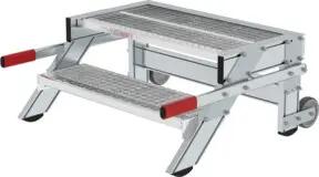 MUNK Aluminium-Arbeitspodest fahrbar Stahl-Gitterrost Stufenbreite 800 mm 2 Stufen