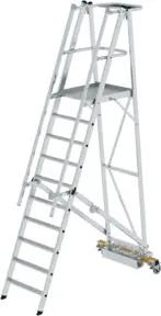 MUNK Aluminium-Podestleiter fahrbar klappbar schmaler Quertraverse 10 Stufen
