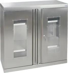 Stumpf Edelstahl-Sichtfensterschrank Cabinox, 900x900x400mm, 2 Fachböden