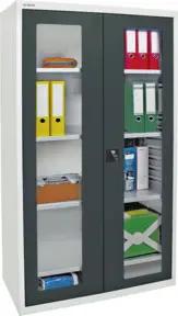 Stumpf Sichtfensterschrank MV4, RAL 7035/7016, 4 Fachböden