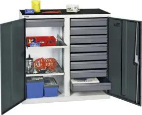 Stumpf Werkzeug- und Materialschrank 3000, RAL 7035/7016, 9 Schubladen, 2 Wannen