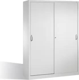 C+P Werkzeugschrank mit Schiebetüren, innen 2 x 4 Böden, H1950xB1600xT500mm Front Lichtgrau Korpus Lichtgrau