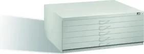 C+P Flachablageschrank für Formate bis DIN A1, 5 Schubladen, H420xB1100xT765mm Front Lichtgrau Korpus Lichtgrau