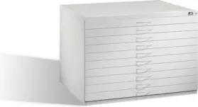C+P Flachablageschrank für Formate bis DIN A1, 10 Schubladen, H760xB1100xT765mm Front Lichtgrau Korpus Lichtgrau