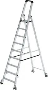 MUNK Aluminium-Stehleiter einseitig begehbar Rollen 1 x 9 Stufen