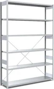 Bito Fachbodenregal Typ:EL mit 6 Fachböden L1358xH2500xT424 mm, Grundfeld 100 kg verzinkt