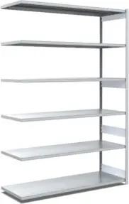Bito Fachbodenregal Typ:EL mit 6 Fachböden L1308xH2500xT624 mm, Anbaufeld 100 kg verzinkt