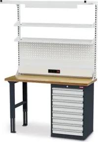 STIER Werkbank BxTxH 1500x600x960 mm mit 1 Schrankgehäuse und Werkbankaufbau BxH 1500x2210 mm