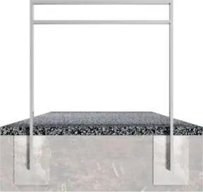 Schake Anlehnbügel aus Vierkantrohr 80x20mm, Breite: 750mm Gesamthöhe: 1200 mm + Querholm (kleiner Abstand) feuerverzinkt
