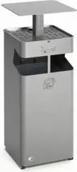 VAR Ascher/Abfallsammler mit Dach B 35 silber 38 l
