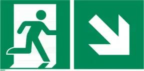 Rettungszeichen Rettungsweg rechts abwärts, Typ: 14300