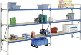 Bito Weitspannregal Set / F2 Anbaufeld 3 Ebenen H2000xT600xB2200 mm, Spanplatte enzianblau