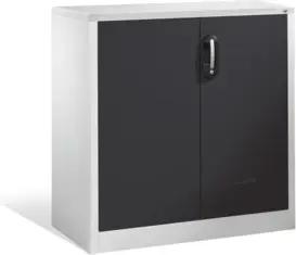 C+P Akten-Sideboard Acurado mit Drehtüren, 2 Ordnerhöhen, H1000xB930xT500mm Front Schwarzgrau Korpus Lichtgrau