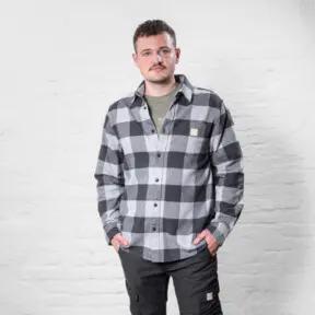 STIER Heavy Flannel Shirt bci cotton S buffalo plaid grey
