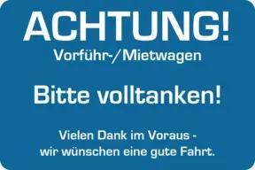 Eichner Kundendienstaufkleber Text: Achtung! Bitte volltanken