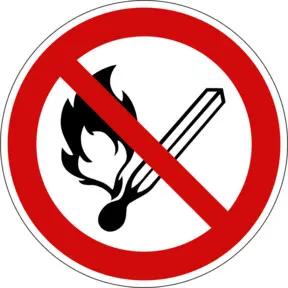Eichner Verbotsschild Feuer, offenes Licht und Rauchen Verboten 20 cm PVC, Langnachleuchtend