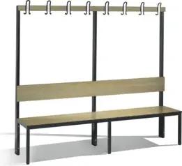 C+P Garderobenbank mit Rückenlehne, Basic Plus, H1650xB1960xT407mm, Gestell Schwarzgrau / Dekor Eiche Sereno (8062-100)