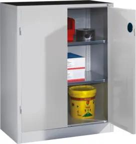 C+P Schwerlast-Beistellschrank mit Drehtüren, innen 2 Böden, H1200xB930xT500mm Front Lichtgrau Korpus Lichtgrau
