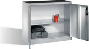 C+P Werkzeug-Beistellschrank mit Drehtüren, innen 1 Boden, H1000xB1200xT500mm Front Lichtgrau Korpus Lichtgrau