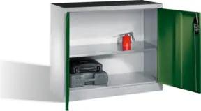 C+P Werkzeug-Beistellschrank mit Drehtüren, innen 1 Boden, H1000xB1200xT500mm Front Resedagrün Korpus Lichtgrau