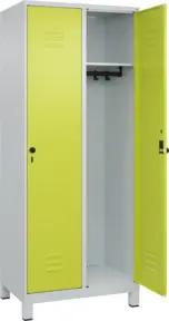 C+P Spind Classic PLUS, Füße, 2 Abteile, 1950x800x500mm, 7035/0024 Verschluss Sicherheits-Drehriegel 4 Garderobenhaken