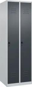 C+P Spind Classic PLUS, 2 Abteile, 1850x600x500mm, 7035/7016 Verschluss Sicherheits-Drehriegel 3 Garderobenhaken