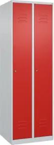 C+P Spind Classic PLUS, 2 Abteile, 1850x600x500mm, 7035/3020 Verschluss Zylinderschloss 4 Garderobenhaken Trennwand mittig