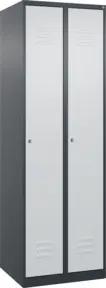 C+P Spind Classic PLUS, 2 Abteile, 1850x600x500mm, 7016/7035 Verschluss Zylinderschloss 4 Garderobenhaken Trennwand mittig