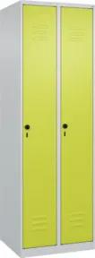 C+P Spind Classic PLUS, 2 Abteile, 1850x600x500mm, 7035/0024 Verschluss Sicherheits-Drehriegel 4 Garderobenhaken Trennwand mittig