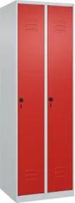 C+P Spind Classic PLUS, 2 Abteile, 1850x600x500mm, 7035/3020 Verschluss Sicherheits-Drehriegel 4 Garderobenhaken Trennwand mittig