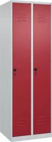 C+P Spind Classic PLUS, 2 Abteile, 1850x600x500mm, 7035/3003 Verschluss Sicherheits-Drehriegel 4 Garderobenhaken Trennwand mittig