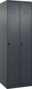 C+P Spind Classic PLUS, 2 Abteile, 1850x600x500mm, 7016/7016 Verschluss Sicherheits-Drehriegel 4 Garderobenhaken Trennwand mittig