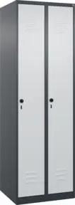 C+P Spind Classic PLUS, 2 Abteile, 1850x600x500mm, 7016/7035 Verschluss Sicherheits-Drehriegel 4 Garderobenhaken Trennwand mittig