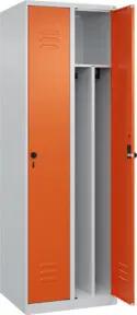 C+P Spind Classic PLUS, 2 Abteile, 1850x600x500mm, 7035/2004 Verschluss Sicherheits-Drehriegel 4 Garderobenhaken Trennwand mittig