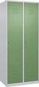 C+P Spind Classic PLUS, 2 Abteile, 1850x800x500mm, 7035/6011 Verschluss Zylinderschloss 4 Garderobenhaken