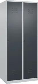 C+P Spind Classic PLUS, 2 Abteile, 1850x800x500mm, 7035/7016 Verschluss Zylinderschloss 4 Garderobenhaken