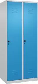 C+P Spind Classic PLUS, 2 Abteile, 1850x800x500mm, 7035/5012 Verschluss Sicherheits-Drehriegel 4 Garderobenhaken