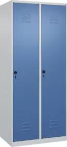 C+P Spind Classic PLUS, 2 Abteile, 1850x800x500mm, 7035/5023 Verschluss Sicherheits-Drehriegel 4 Garderobenhaken