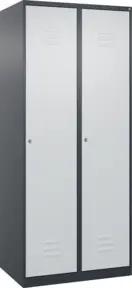C+P Spind Classic PLUS, 2 Abteile, 1850x800x500mm, 7016/7035 Verschluss Zylinderschloss 4 Garderobenhaken Trennwand mittig