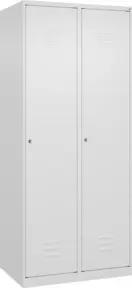 C+P Spind Classic PLUS, 2 Abteile, 1850x800x500mm, 9016/9016 Verschluss Zylinderschloss 4 Garderobenhaken Trennwand mittig